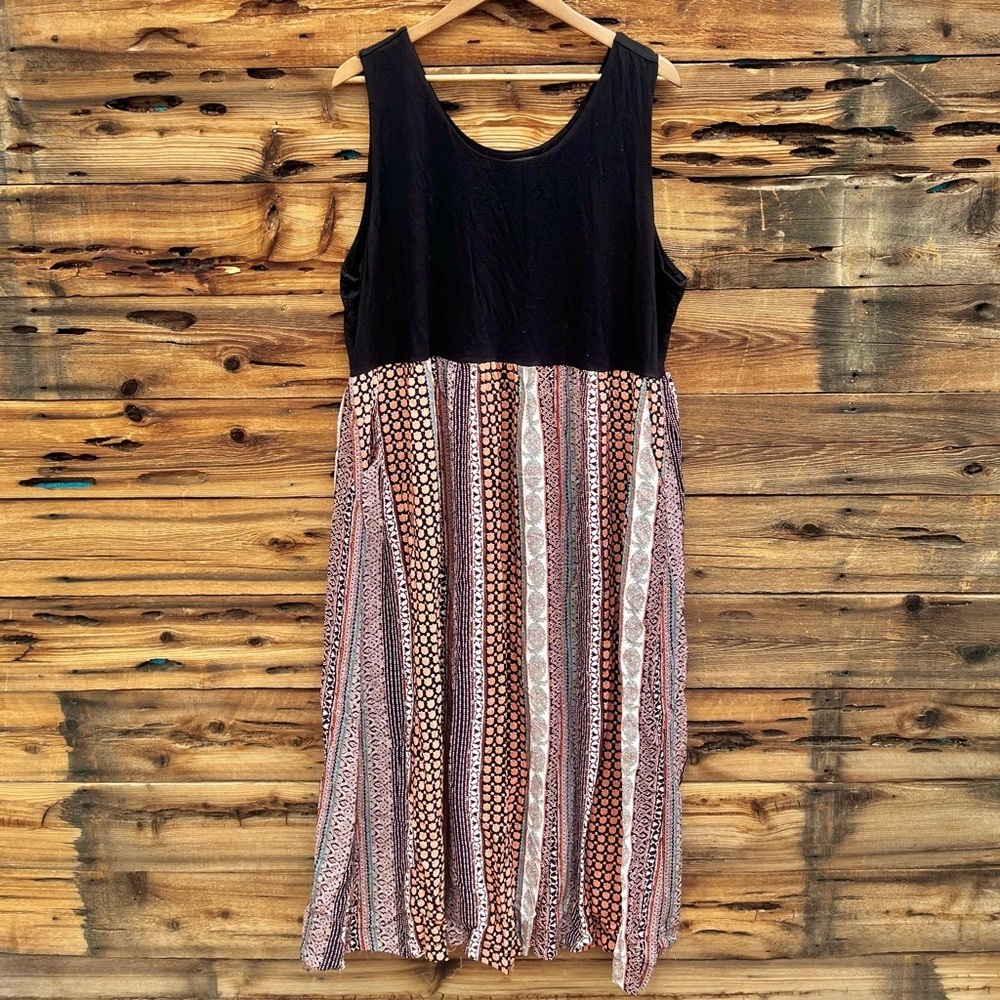RACHEL ZOE | Sleeveless Black Stripe Printed Dress 2X